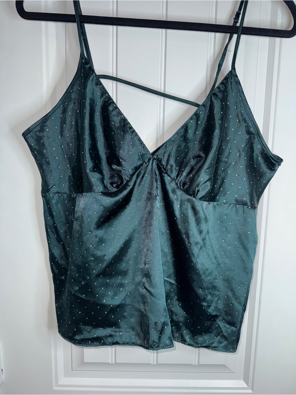 Satin Polka Do textured Cami Top Deep Teal witchy whimsigoth romantic style